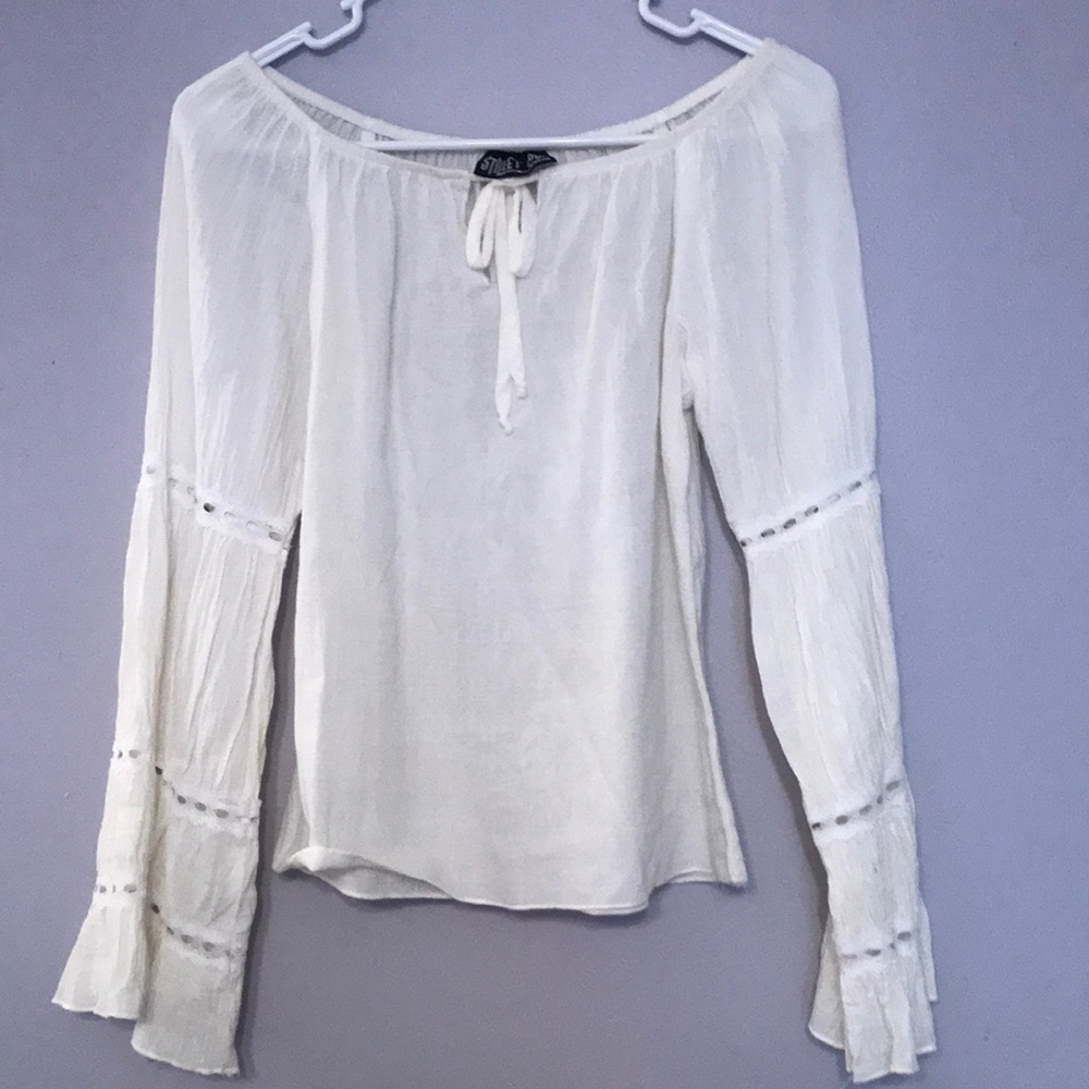 Vintage 70’s Cotton Bell Sleeve Peasant Hippie Boho Blouse